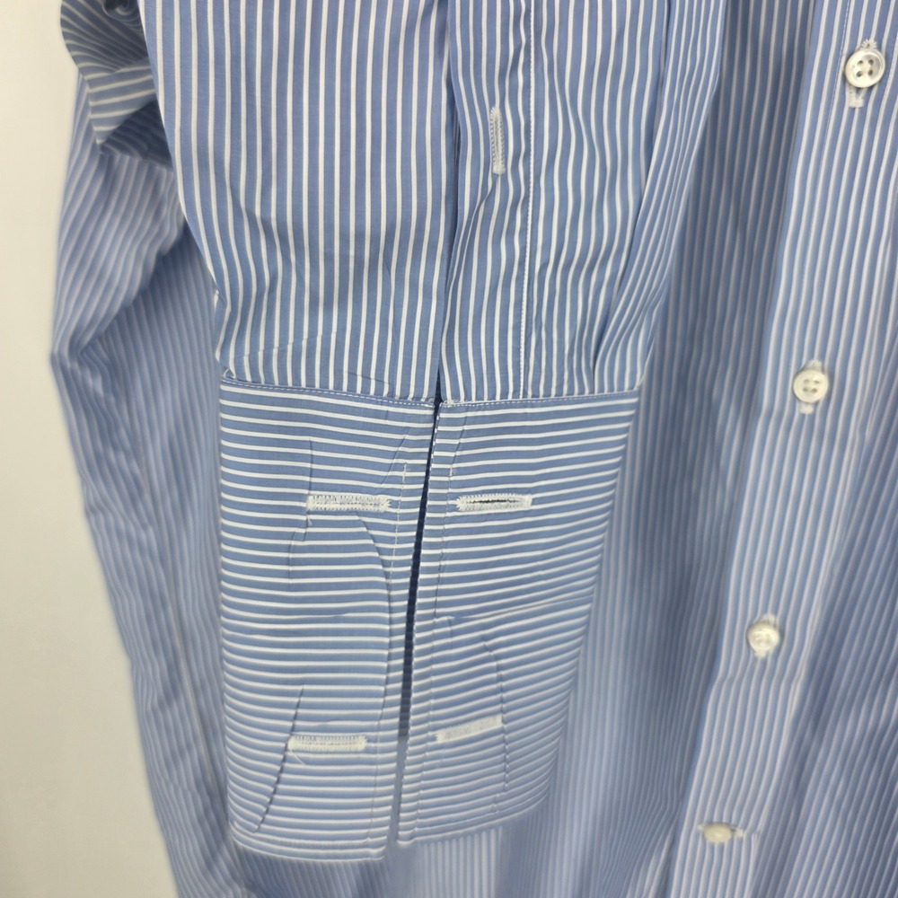 Ralph Lauren Purple Label Mens 17.5 Blue White Striped French Cuff Shirt Italy - Picture 5 of 8